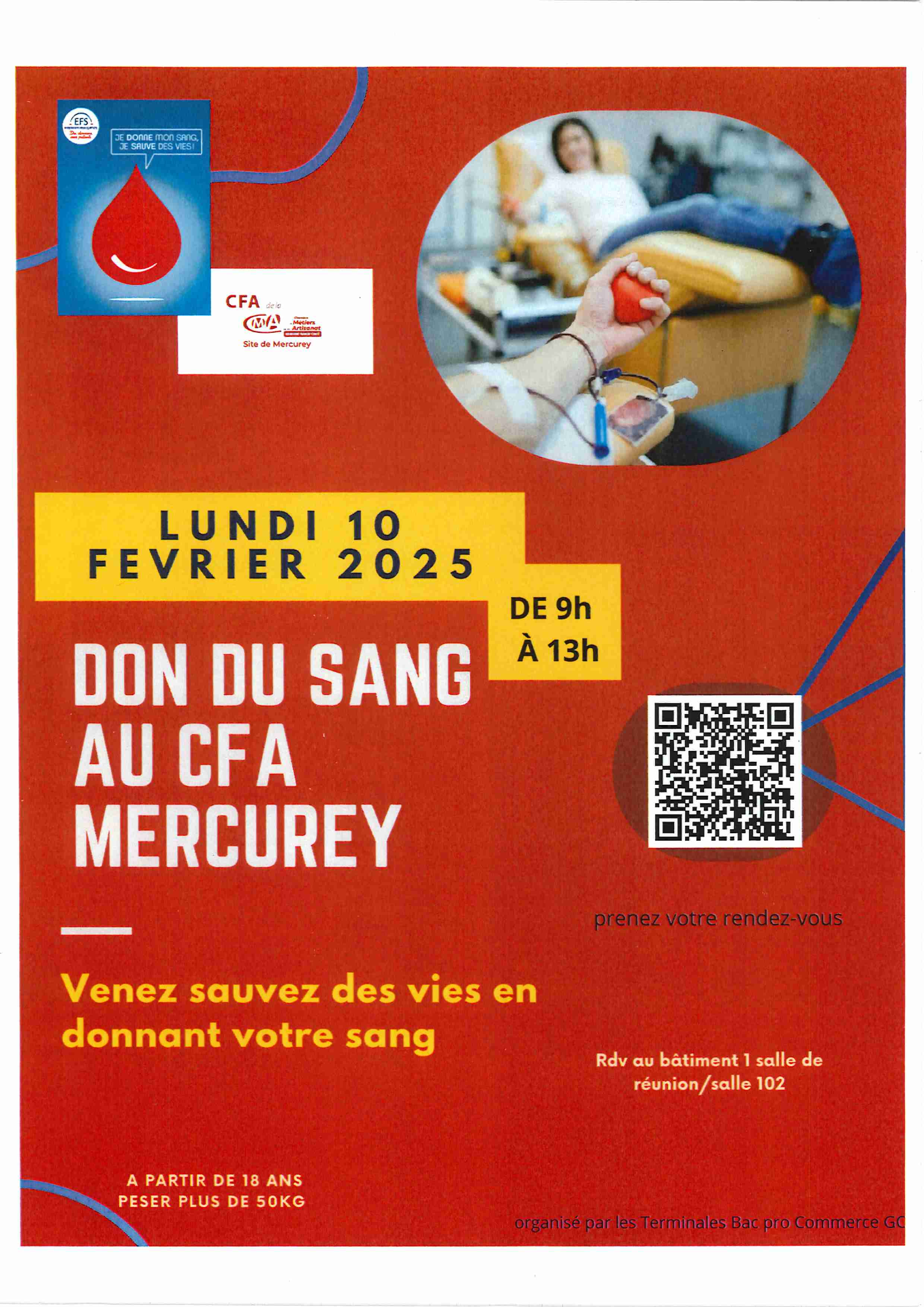 DON DU SANG AU CFA DE MERCUREY de 9h à 13h